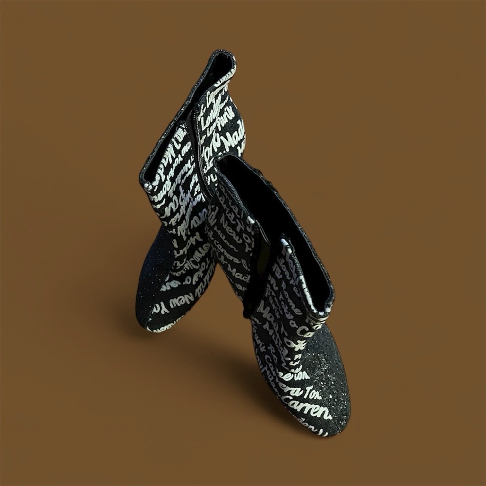Black And White Block Heel Boots